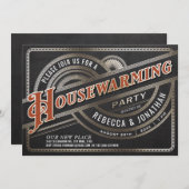 引っ越し祝いパーティーパーティの招待状-レトロ箔 招待状 (正面/裏面)