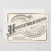 引っ越し祝いパーティーパーティの招待状-レトロ金箔 招待状 (正面)