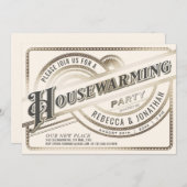 引っ越し祝いパーティーパーティの招待状-レトロ金箔 招待状 (正面/裏面)