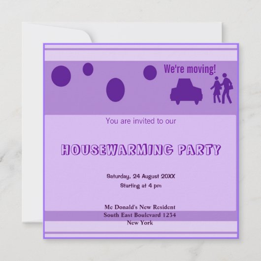引っ越し祝いパーティーパーティの招待状 招待状 (正面)