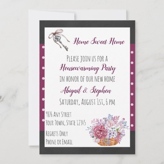 引っ越し祝いパーティーパーティの招待状 招待状 (正面)