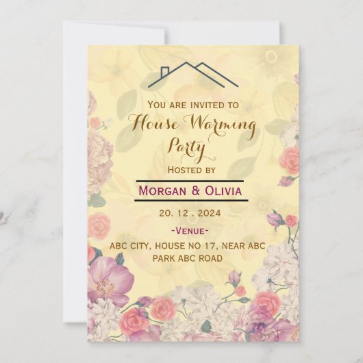 引っ越し祝いパーティーパーティの招待状 招待状 (正面)