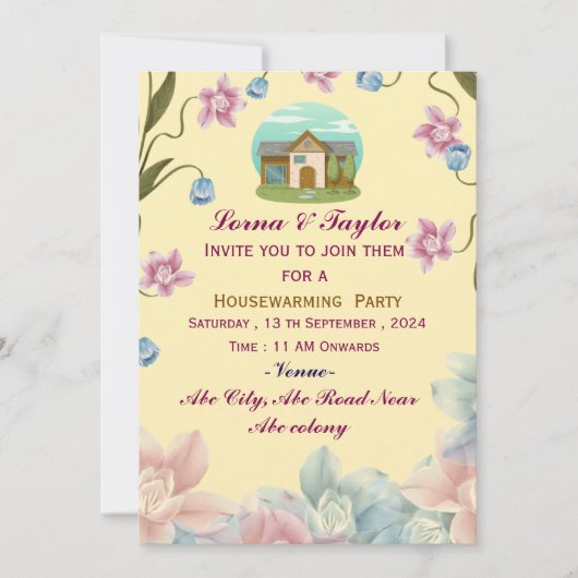 引っ越し祝いパーティーパーティの招待状 招待状 (正面)