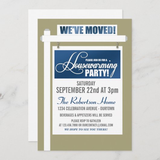 引っ越し祝いパーティーパーティの招待状 招待状 (正面/裏面)