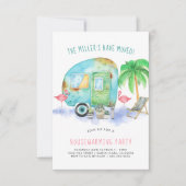 引っ越し祝いパーティーパーティの招待状|水彩トレーラー 招待状 (正面)