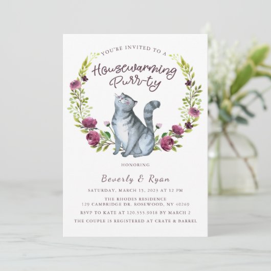 引っ越し祝いパーティーパーティパーティーキャットテーマ 招待状 (スタンド正面)