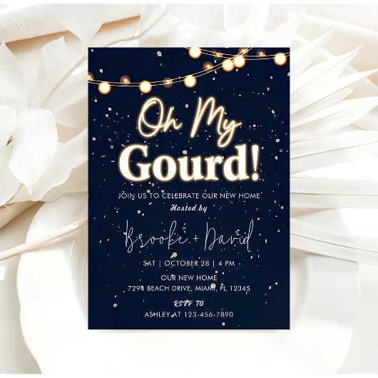 引っ越し祝いパーティーパーティーおおグルド！ブラック&ホワイト 招待状