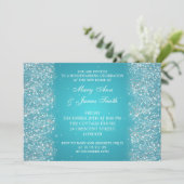 引っ越し祝いパーティーパーティーきらめくグリッターターコイズ 招待状 (スタンド正面)