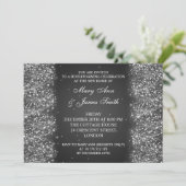 引っ越し祝いパーティーパーティーきらめくグリッターブラック 招待状 (スタンド正面)