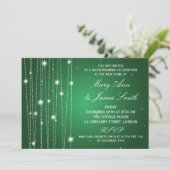 引っ越し祝いパーティーパーティーきらめく線緑 招待状 (スタンド正面)