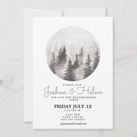 引っ越し祝いパーティーパーティーの新しい家の山々 招待状 (正面)