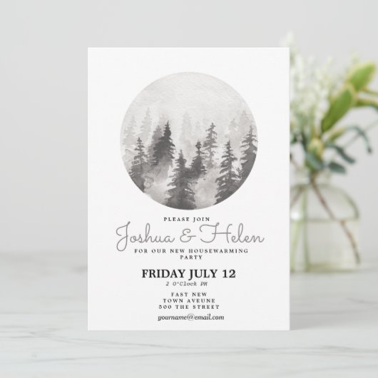 引っ越し祝いパーティーパーティーの新しい家の山々 招待状 (スタンド正面)