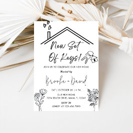 引っ越し祝いパーティーパーティーの新しい鍵 招待状