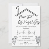 引っ越し祝いパーティーパーティーの新しい鍵 招待状 (正面)