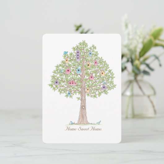 引っ越し祝いパーティーパーティーまたはアドレスカードの変更。 招待状 (スタンド正面)