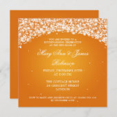 引っ越し祝いパーティーパーティーアきらめくーチオレンジ 招待状 (正面/裏面)