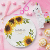 引っ越し祝いパーティーパーティーイエローブラウンヒマワリ白 ペーパープレート (パーティー)