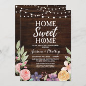 引っ越し祝いパーティーパーティーウッド素朴ニューホーム招待状 招待状 (正面/裏面)