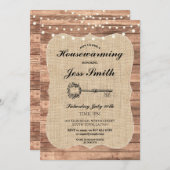 引っ越し祝いパーティーパーティーウッ素朴ドバーラップBBQ招待状 招待状 (正面/裏面)