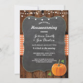 引っ越し祝いパーティーパーティーウッ素朴ドパンプキンチョーク 招待状 (正面)