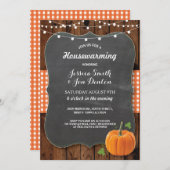 引っ越し祝いパーティーパーティーウッ素朴ドパンプキンチョーク 招待状 (正面/裏面)