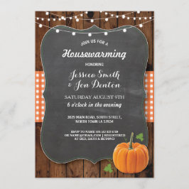 引っ越し祝いパーティーパーティーウッ素朴ドパンプキンチョーク 招待状