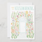 引っ越し祝いパーティーパーティーガーデンドアドカラフルードル 招待状 (正面)