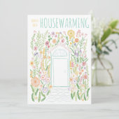 引っ越し祝いパーティーパーティーガーデンドアドカラフルードル 招待状 (スタンド正面)