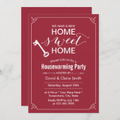 引っ越し祝いパーティーパーティークラシックレッドニューホームスウィートホーム 招待状 (正面/裏面)
