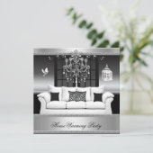 引っ越し祝いパーティーパーティーシャンデリアリッチシルバーブラック 招待状 (スタンド正面)