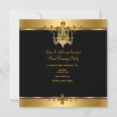 引っ越し祝いパーティーパーティーシャンデリアリッチ金ゴールドブラック 招待状 (裏面)