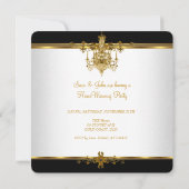 引っ越し祝いパーティーパーティーシャンデリアリッチ金ゴールドブラック 招待状 (裏面)