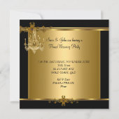 引っ越し祝いパーティーパーティーシャンデリア華美金ゴールドブラック 招待状 (裏面)