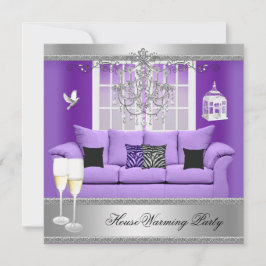 引っ越し祝いパーティーパーティーシャンパンシャンデリアソファ 招待状