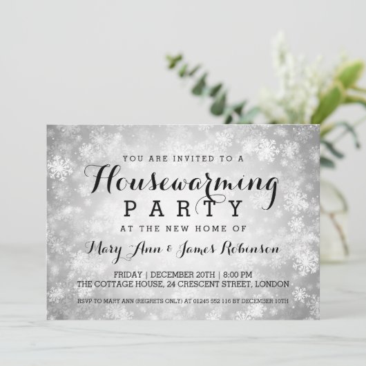引っ越し祝いパーティーパーティーシルバーウィンターワンダーランド 招待状 (スタンド正面)