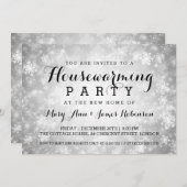 引っ越し祝いパーティーパーティーシルバーウィンターワンダーランド 招待状 (正面/裏面)