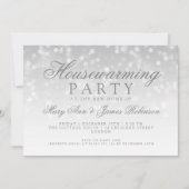 引っ越し祝いパーティーパーティーシルバースパークルライト 招待状 (正面)