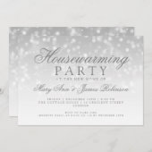 引っ越し祝いパーティーパーティーシルバースパークルライト 招待状 (正面/裏面)