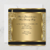 引っ越し祝いパーティーパーティーダマスクシャンデリア金ゴールド椅子 招待状 (裏面)