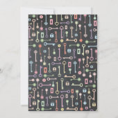 引っ越し祝いパーティーパーティーチョー素朴ク鍵ロックデジタル 招待状 (裏面)