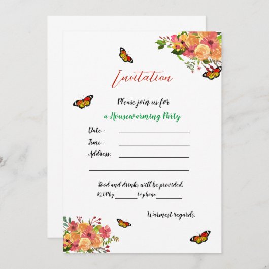 引っ越し祝いパーティーパーティーテンプレートカスタマイズ招待状 招待状 (正面/裏面)