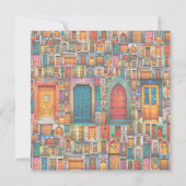 引っ越し祝いパーティーパーティードアーズコラージオレンジブルー 招待状 (裏面)