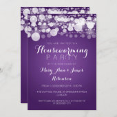 引っ越し祝いパーティーパーティードモダンット紫 招待状 (正面/裏面)