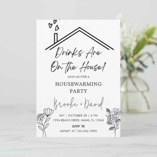引っ越し祝いパーティーパーティードリンクが家にある 招待状 (スタンド正面)