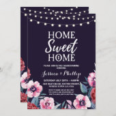 引っ越し祝いパーティーパーティーネイビーピンクニューホーム招待状 招待状 (正面/裏面)