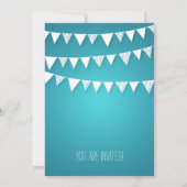 引っ越し祝いパーティーパーティーハートバンティングターコイズ 招待状 (裏面)