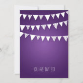 引っ越し祝いパーティーパーティーハートバンティンパープル 招待状 (裏面)