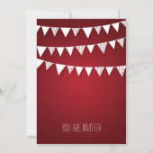 引っ越し祝いパーティーパーティーハートバンティンレッド 招待状 (裏面)