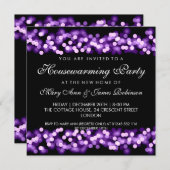 引っ越し祝いパーティーパーティーパープルハリウッドグラム 招待状 (正面/裏面)