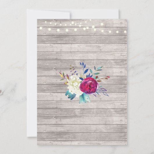 引っ越し祝いパーティーパーティーピンクフラワーズニューホームグレーウッド 招待状 (裏面)